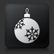 Black Square Button with Christmas Ornament