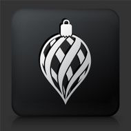 Black Square Button with Christmas Decoration Icon N4