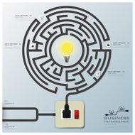 Maze Light Bulb Electric Wire Line Business Infographic N2