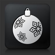 Black Square Button with Christmas Decoration Icon N5
