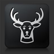 Black Square Button with Reindeer Icon