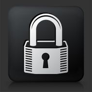 Black Square Button with Security Lock Icon