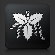 Black Square Button with Christmas Decoration Icon N7