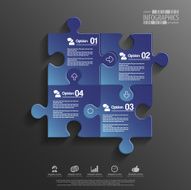 Abstract 3D puzzle infographic N18