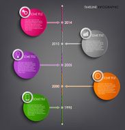 Time line info graphic colored round modern template