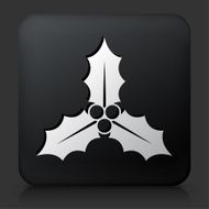Black Square Button with Poinsettia