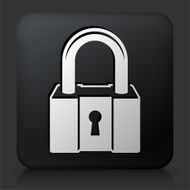 Black Square Button with Security Lock Icon N2