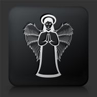 Black Square Button with Christmas Decoration Icon N9