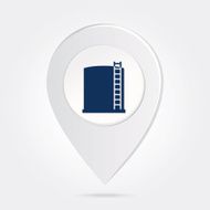 Map Marker Pin Blue Fuel Storage Tank Silhouette Round Icon N2
