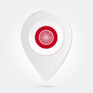 Map Marker Pin Red Car Silhouette on Round Icon Button N2