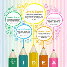 creative template infographic with colorful pencils drawing line N2