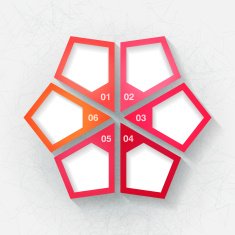 Infographic template with six labels