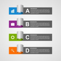Paper sticker banners options infographic Design element