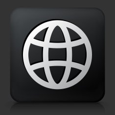 Black Square Button with Globe Icon N5