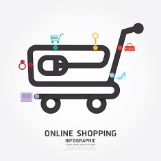 infographics vector online shopping design diagram line style te
