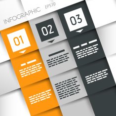 square three options grey and orange infographic with squares