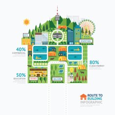 Infographic business building house shape template design N2