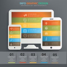 Responsive info graphic design clean vector
