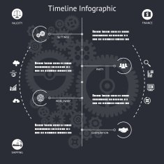 Timeline Infographics Elements Symbols and Icons Vintage Retro Style Design N2