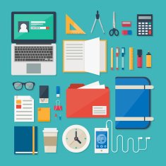 Office and school objects icons infographics elements N2