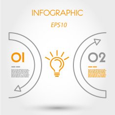 linear infographics two arcs with bulb