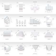 White infographic 3d Graph template Vector