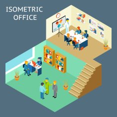 Office work Isometric flat 3d about office staff N2