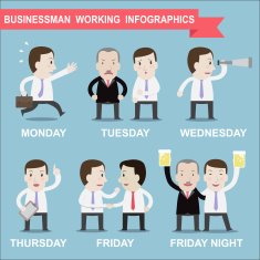 Businessman working info graphics - Vector