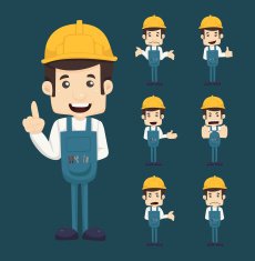 Set of engineer characters poses