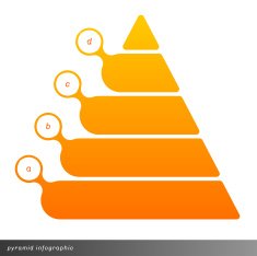 Vector pyramid infographic shows growth with gradient fill