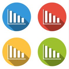 Collection of 4 isolated flat buttons (icons) for graph