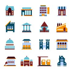 Flat city infographics vector buildings