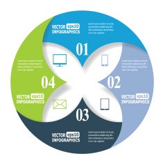 Modern business infographic banners from paper in a circle shape