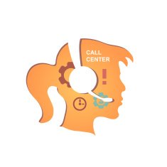 Call center operator with headset icon infographics