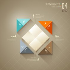 Origami colorful paper cut Infographics