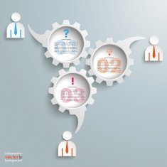 3 Speech Bubble Gears Businessmen