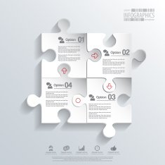 Abstract 3D puzzle infographic N10