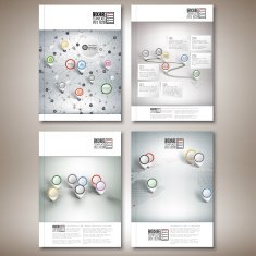 Timeline abstract network and world map with pointer marks Brochure