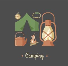 Hinking and camping vintage hipster poster