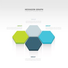 vector abstract 3d hexagonal paper infographic elements 4 color