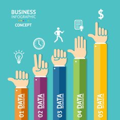 Vector business infographics with hands Flat