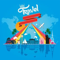Travel and tourism vector background illustration