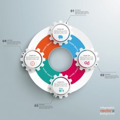 Big Circle Colored Infographic 4 Gears