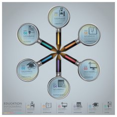 Education And Graduation Infographic With Magnifying Glass Pencil Diagram N3