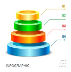Pyramid chart for infographics presentation vector illustration