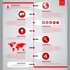 Vector Infographic timeline report template with lines and icons N3