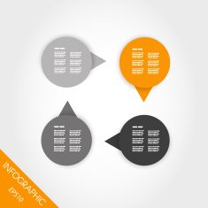 four orange striped infographic globes in circle