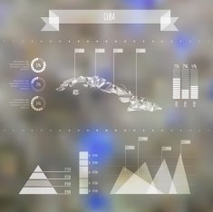Abstract Cuba Map with Infographic Elements on Blurred Backgroun N2