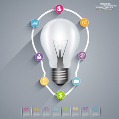 Infographics light bulb vector design template