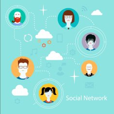 Flat icons for social media and network connection concept